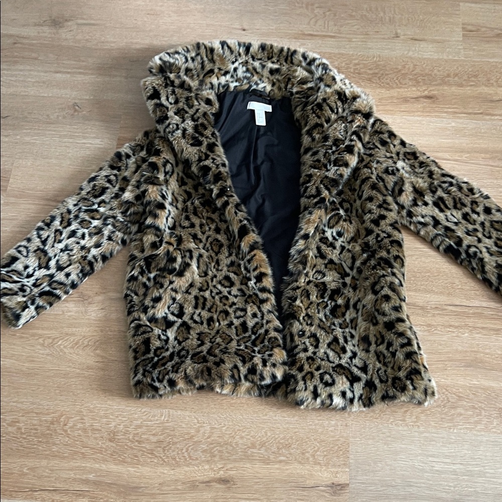 H&M Leopard Print Faux Fur Coat